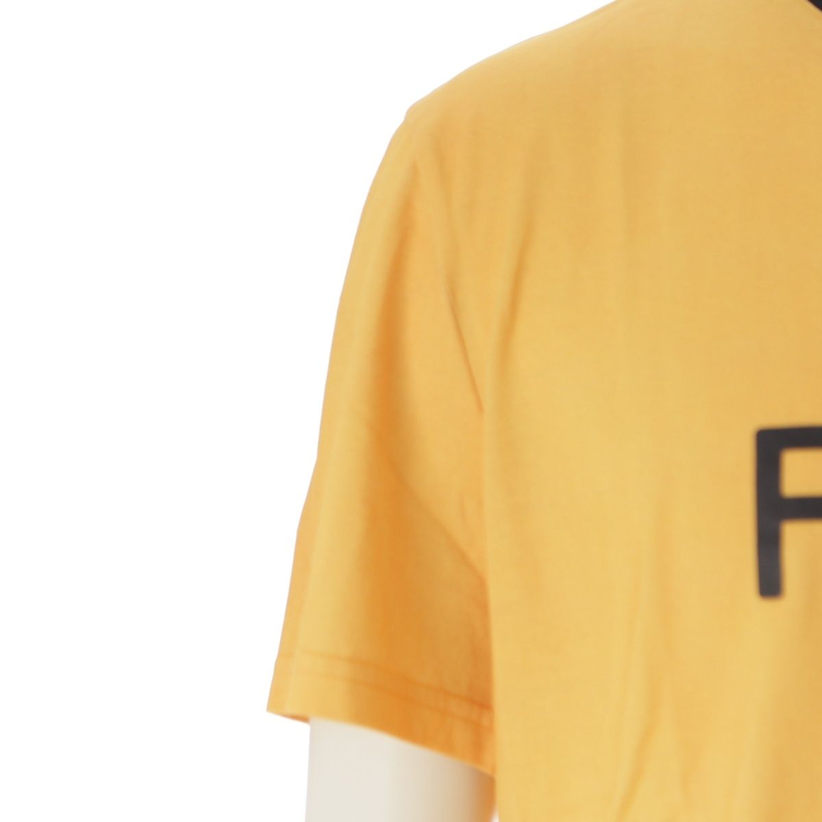 Fendi Cotton Logo Ringer Crew Neck Short Sleeve T-Shirt Yellow Black XL — view 6