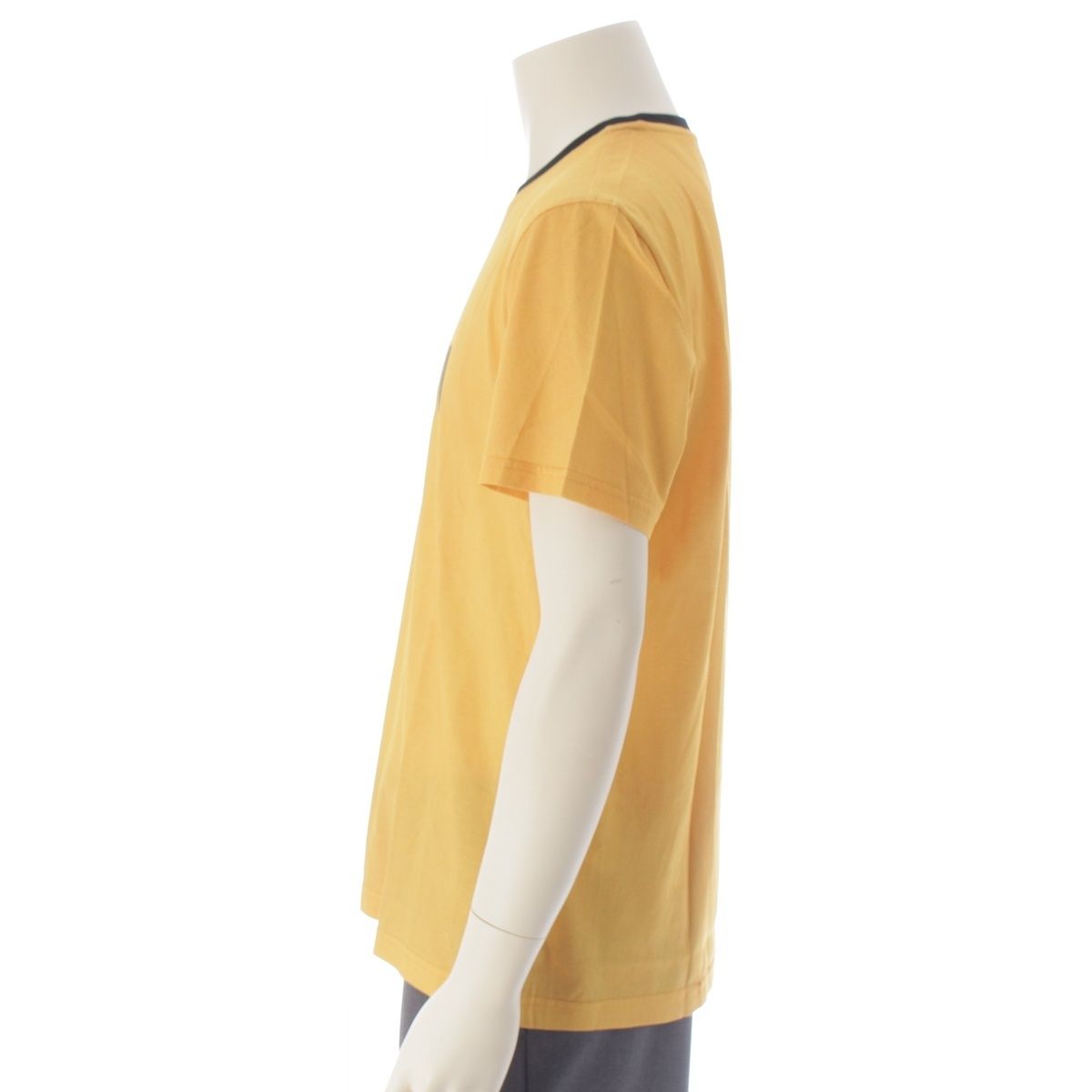 Fendi Cotton Logo Ringer Crew Neck Short Sleeve T-Shirt Yellow Black XL — view 3