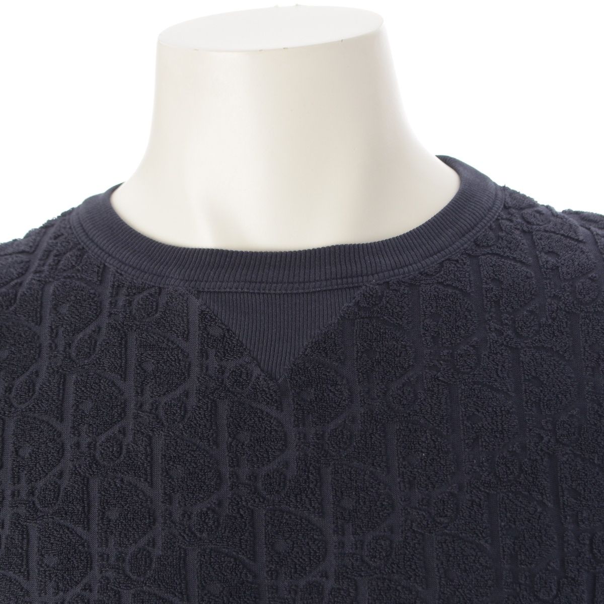 Dior Homme Terry Pile Oblique Crew Neck Top Navy — view 5