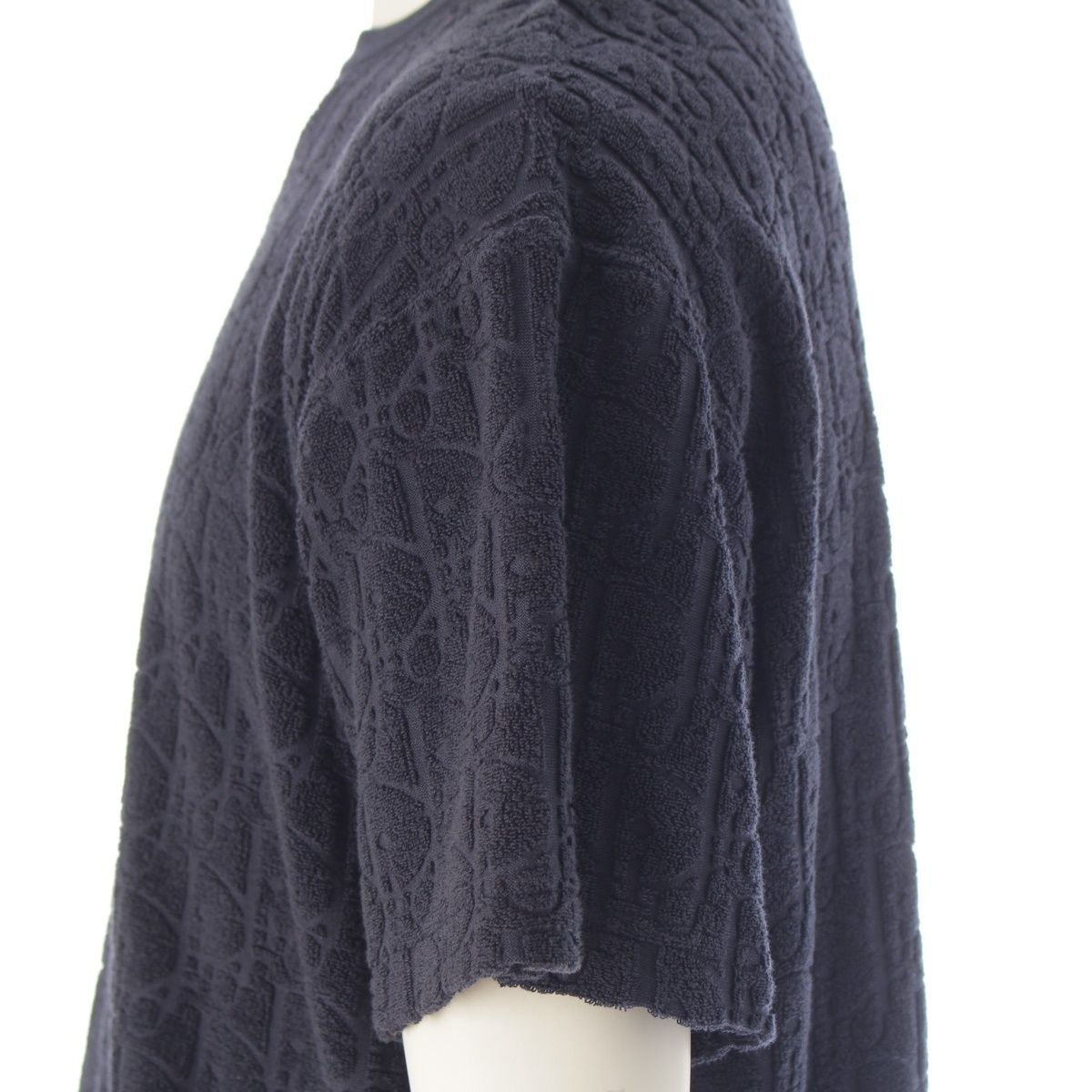 Dior Homme Terry Pile Oblique Crew Neck Top Navy — view 7