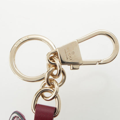 Gucci Yuko Higuchi BO Leather Cat Charm Key Ring Beige Key Holder — view 8