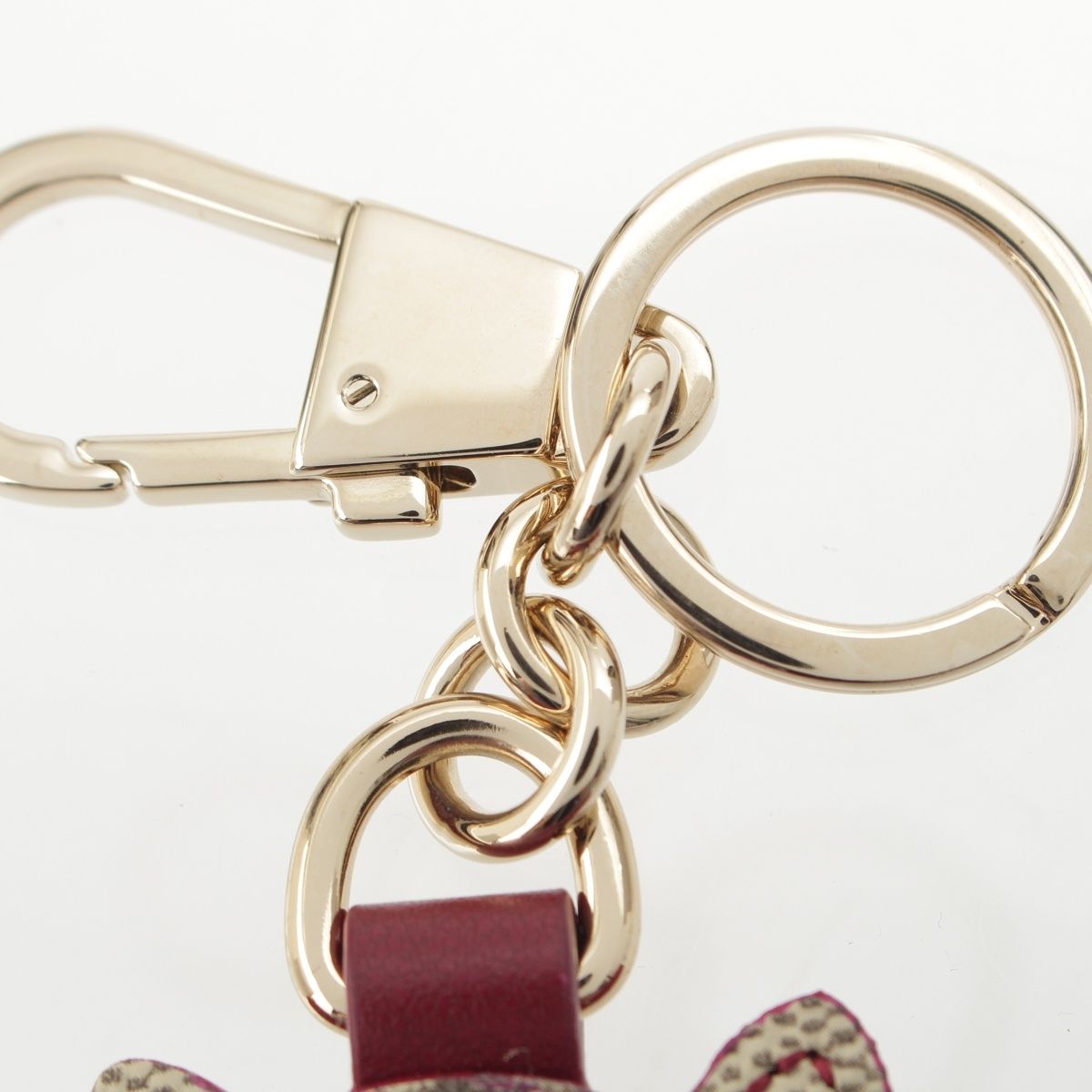 Gucci Yuko Higuchi BO Leather Cat Charm Key Ring Beige Key Holder — view 7