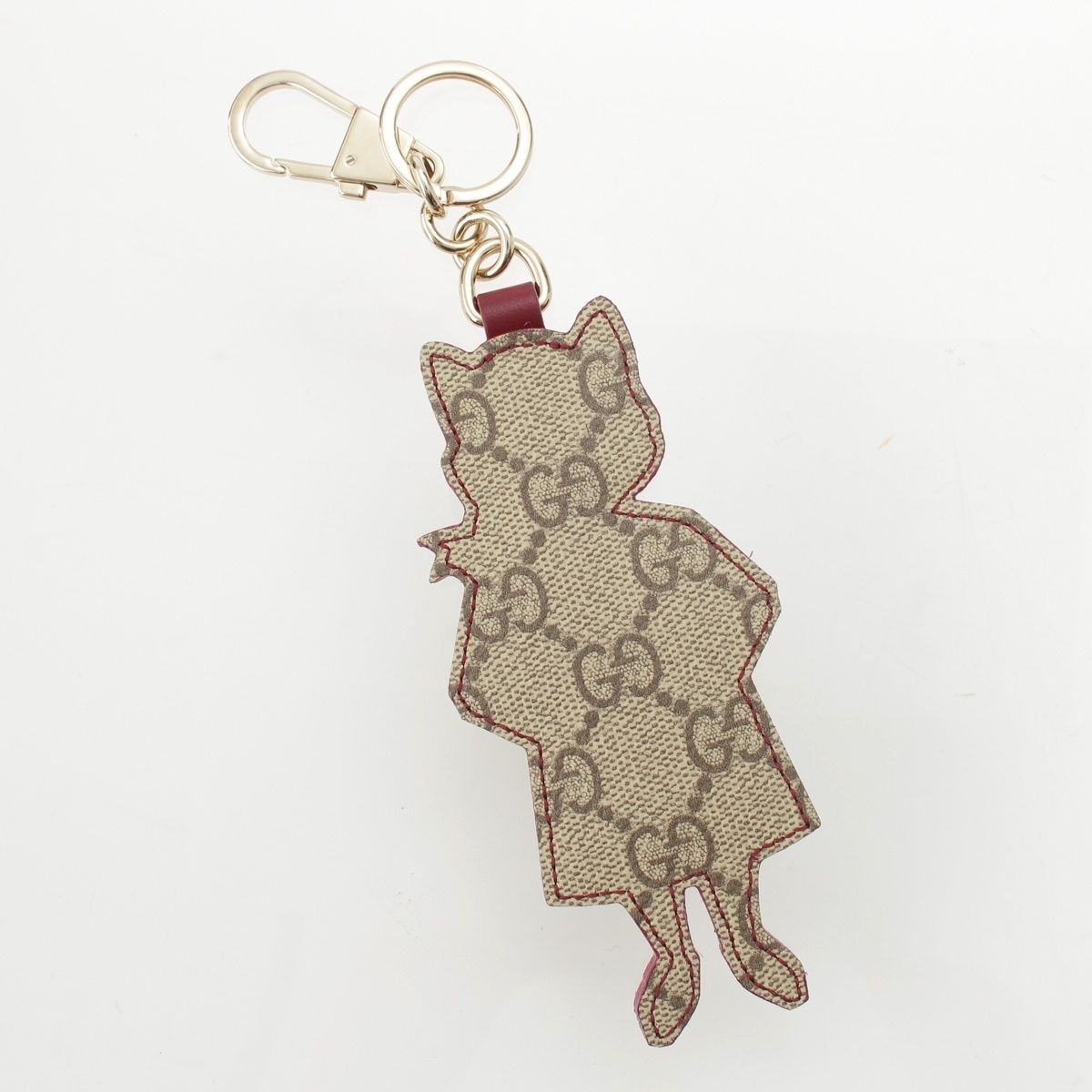 Gucci Yuko Higuchi BO Leather Cat Charm Key Ring Beige Key Holder — view 2