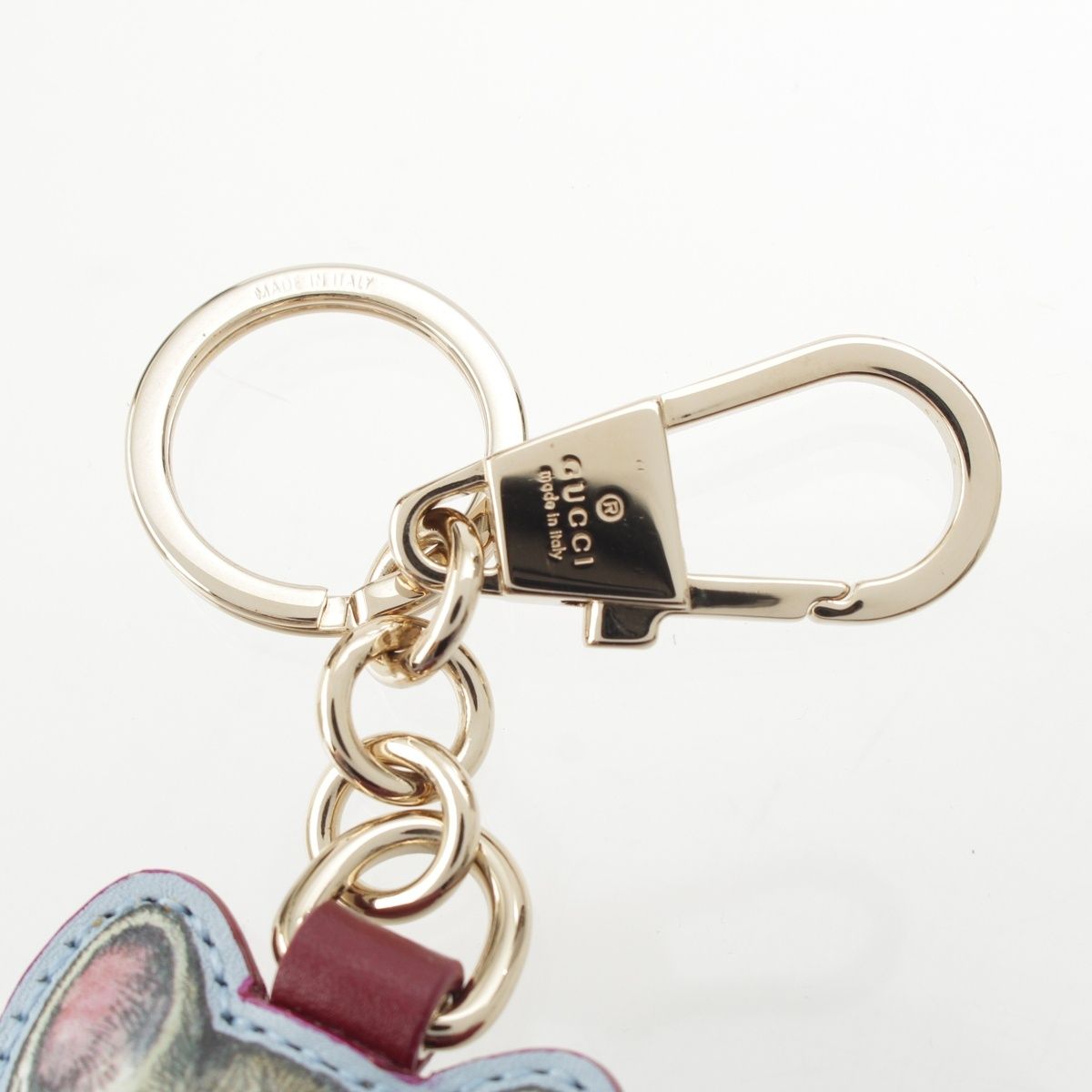 Gucci Yuko Higuchi Boris Leather Cat Charm Key Ring Blue Key Holder — view 8