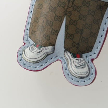 Gucci Yuko Higuchi Boris Leather Cat Charm Key Ring Blue Key Holder — view 5