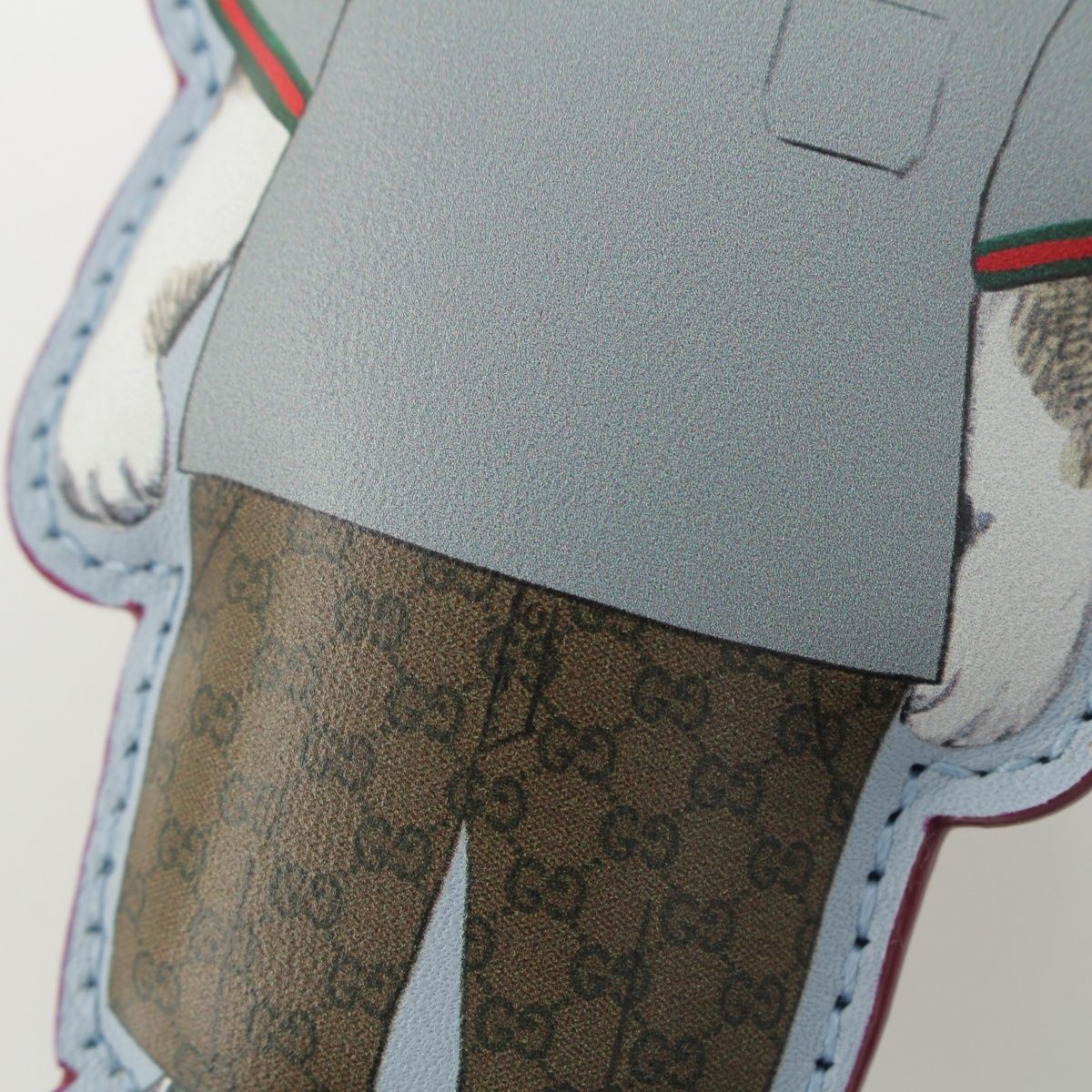 Gucci Yuko Higuchi Boris Leather Cat Charm Key Ring Blue Key Holder — view 4