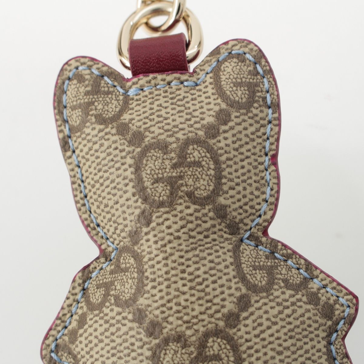 Gucci Yuko Higuchi Boris Leather Cat Charm Key Ring Blue Key Holder — view 7