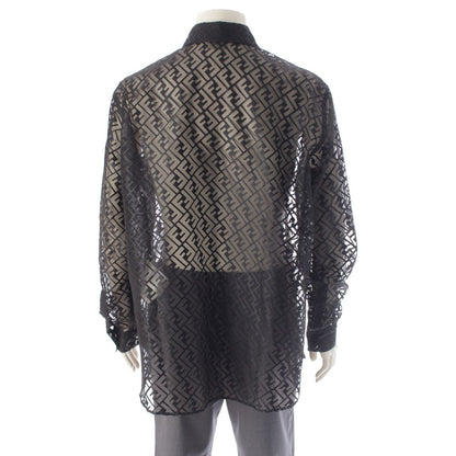 Fendi Polyester Zucca Sheer All Over Print Long Sleeve Shirt Black 41 — view 4