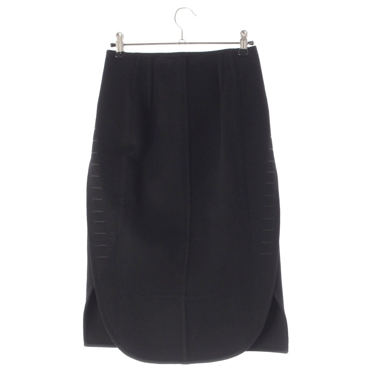 Louis Vuitton Cashmere Side Button Melton Fitted Skirt Black 34 — view 2