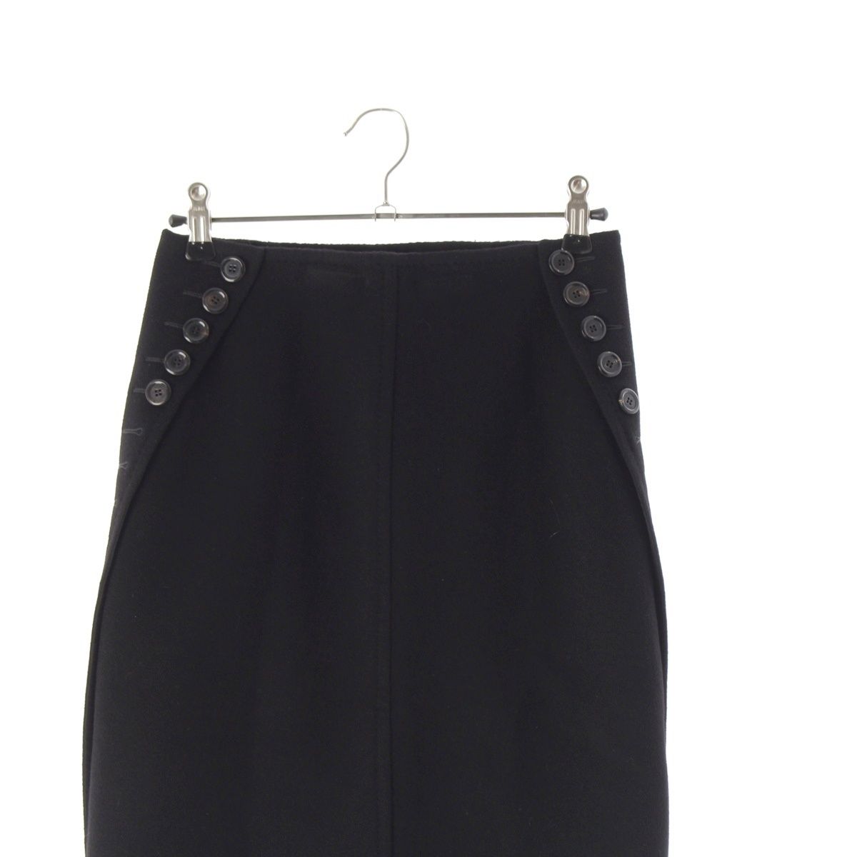 Louis Vuitton Cashmere Side Button Melton Fitted Skirt Black 34 — view 3