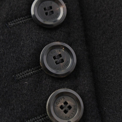 Louis Vuitton Cashmere Side Button Melton Fitted Skirt Black 34 — view 5