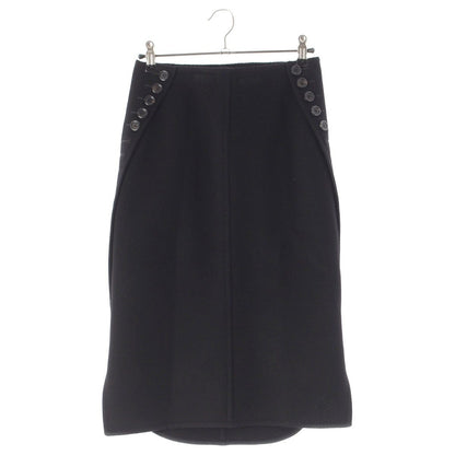 Louis Vuitton Cashmere Side Button Melton Fitted Skirt Black 34