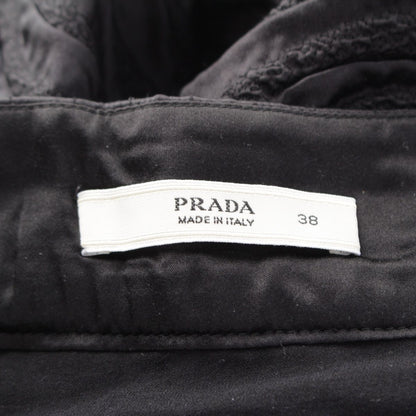 Prada Archive Silk Gathered Design Ribbon Skirt Black 38 — view 7