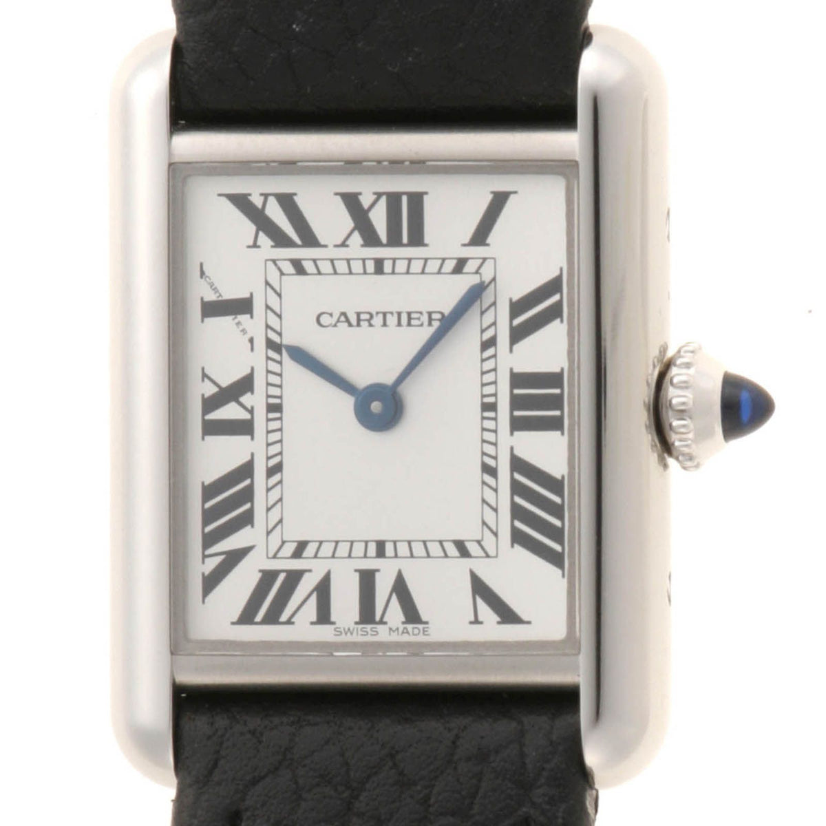 Cartier Tank Must SM Watch Steel Leather Silver Dial Quartz