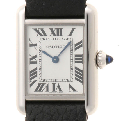Cartier Tank Must SM Watch Steel Leather Silver Dial Quartz