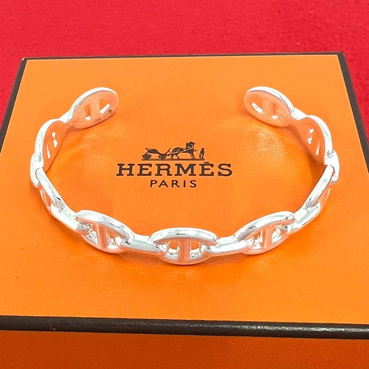 Hermes Enchainee Bangle 925 Sterling Silver Bracelet