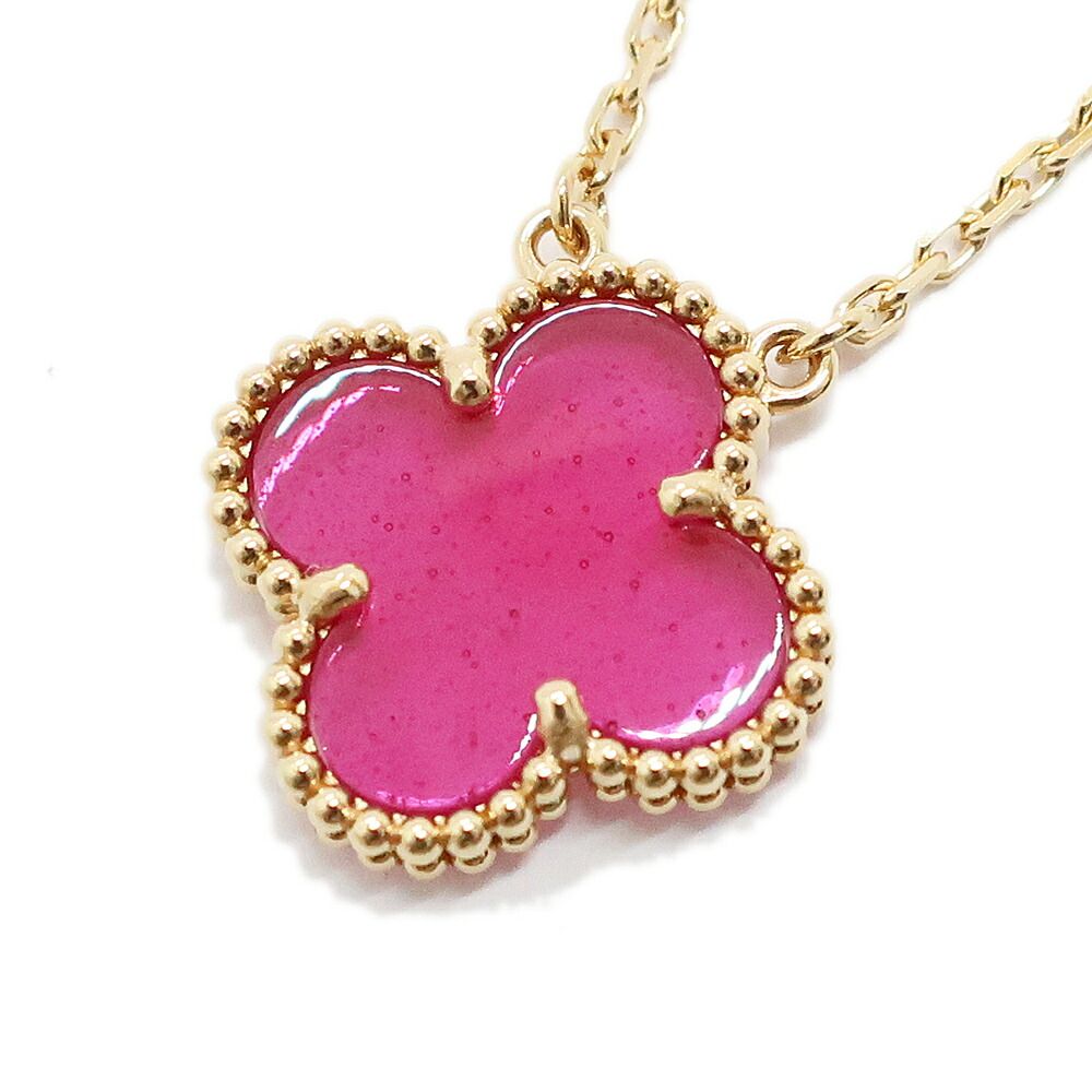 Van Cleef & Arpels Vintage Alhambra Necklace Pink Enamel — view 5