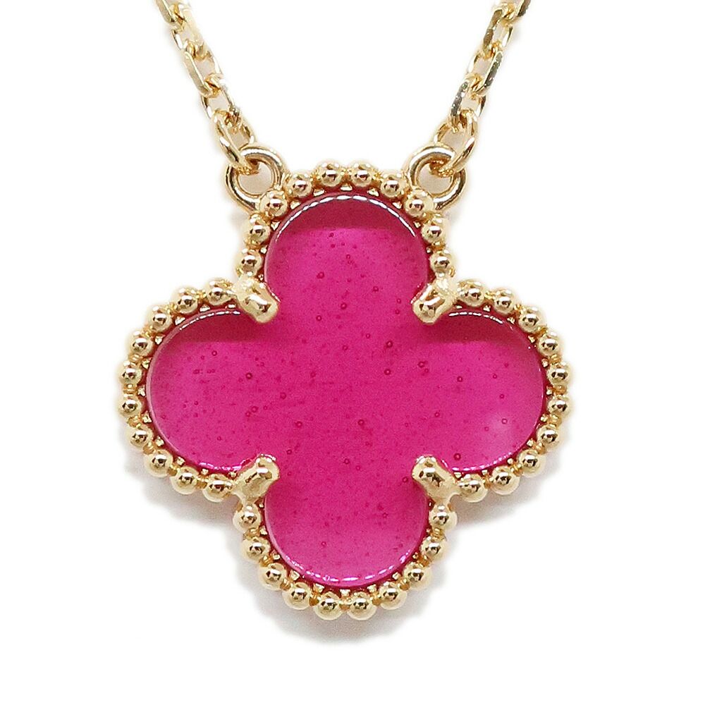 Van Cleef & Arpels Vintage Alhambra Necklace Pink Enamel