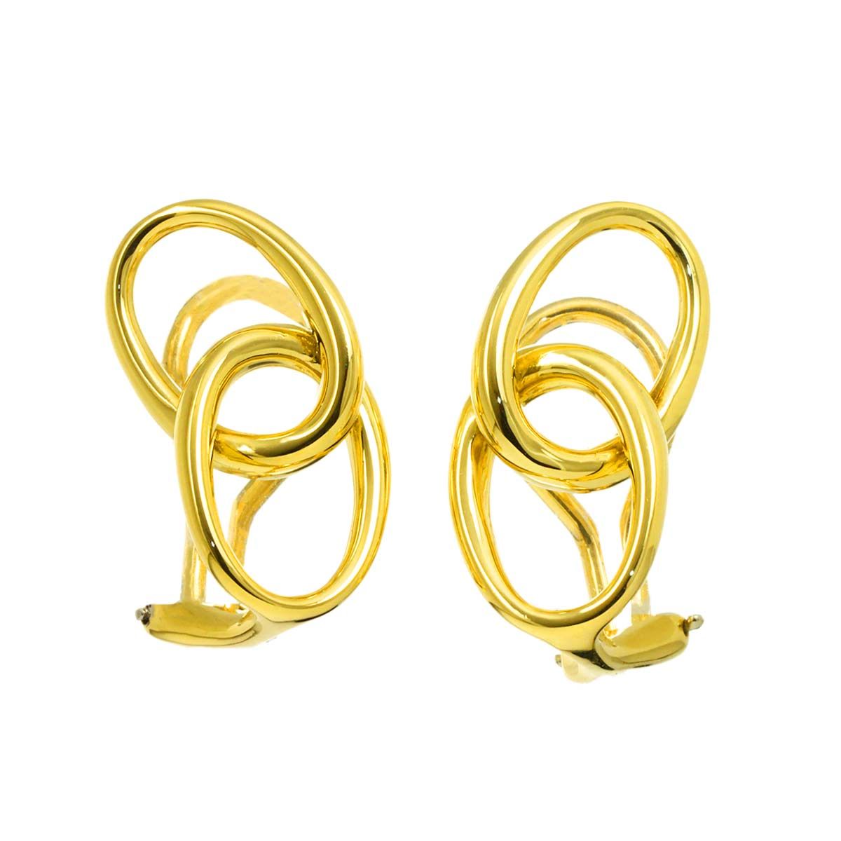 Tiffany & Co Double Loop Earrings 18k Yellow Gold 750 Clip-On — view 2