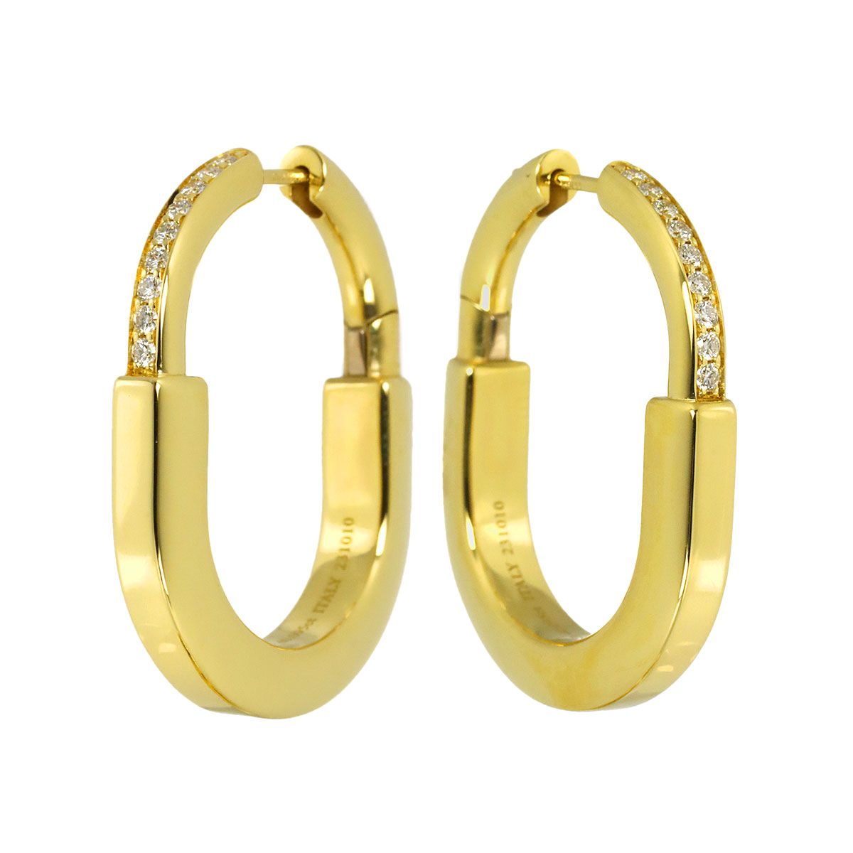 Tiffany & Co Lock Medium Diamond 0.095 Earrings 18k Yellow Gold — view 2