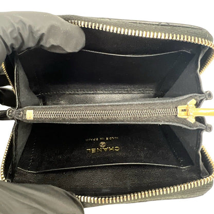 Chanel Quilted CC Logo Lambskin Bifold Wallet Mini Black — view 7