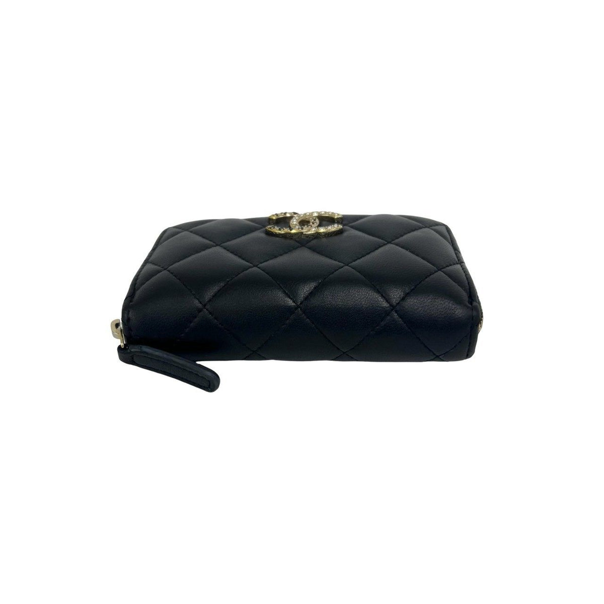 Chanel Quilted CC Logo Lambskin Bifold Wallet Mini Black — view 6