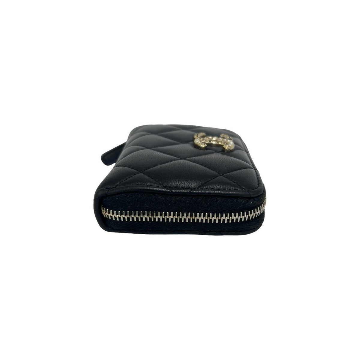 Chanel Quilted CC Logo Lambskin Bifold Wallet Mini Black — view 5