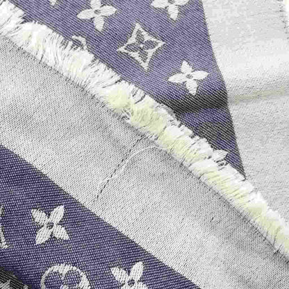 Louis Vuitton Monogram Shawl Silk Wool Navy Scarf — view 4