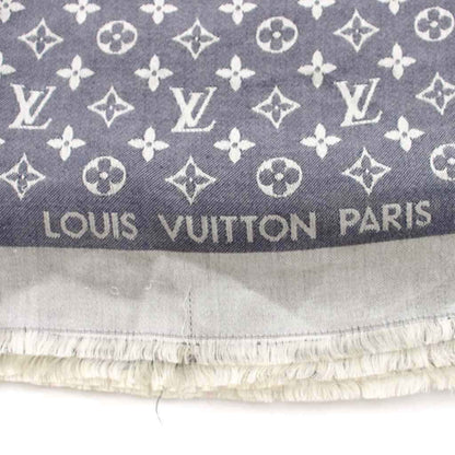 Louis Vuitton Monogram Shawl Silk Wool Navy Scarf — view 5