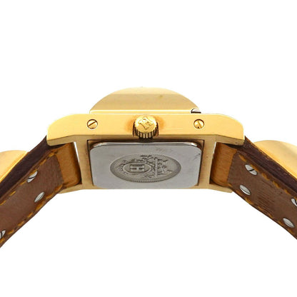 Hermes Medor Vintage Watch Pyramid Gold Studs White Yellow Quartz — view 6