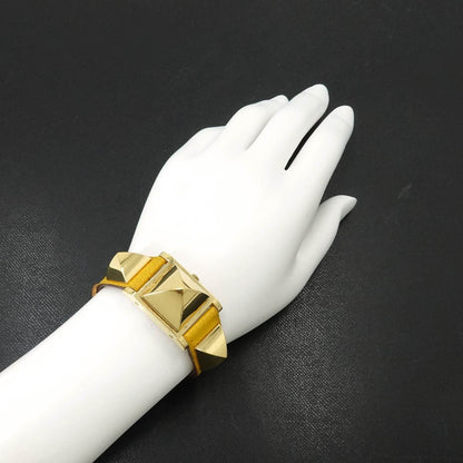 Hermes Medor Vintage Watch Pyramid Gold Studs White Yellow Quartz — view 4