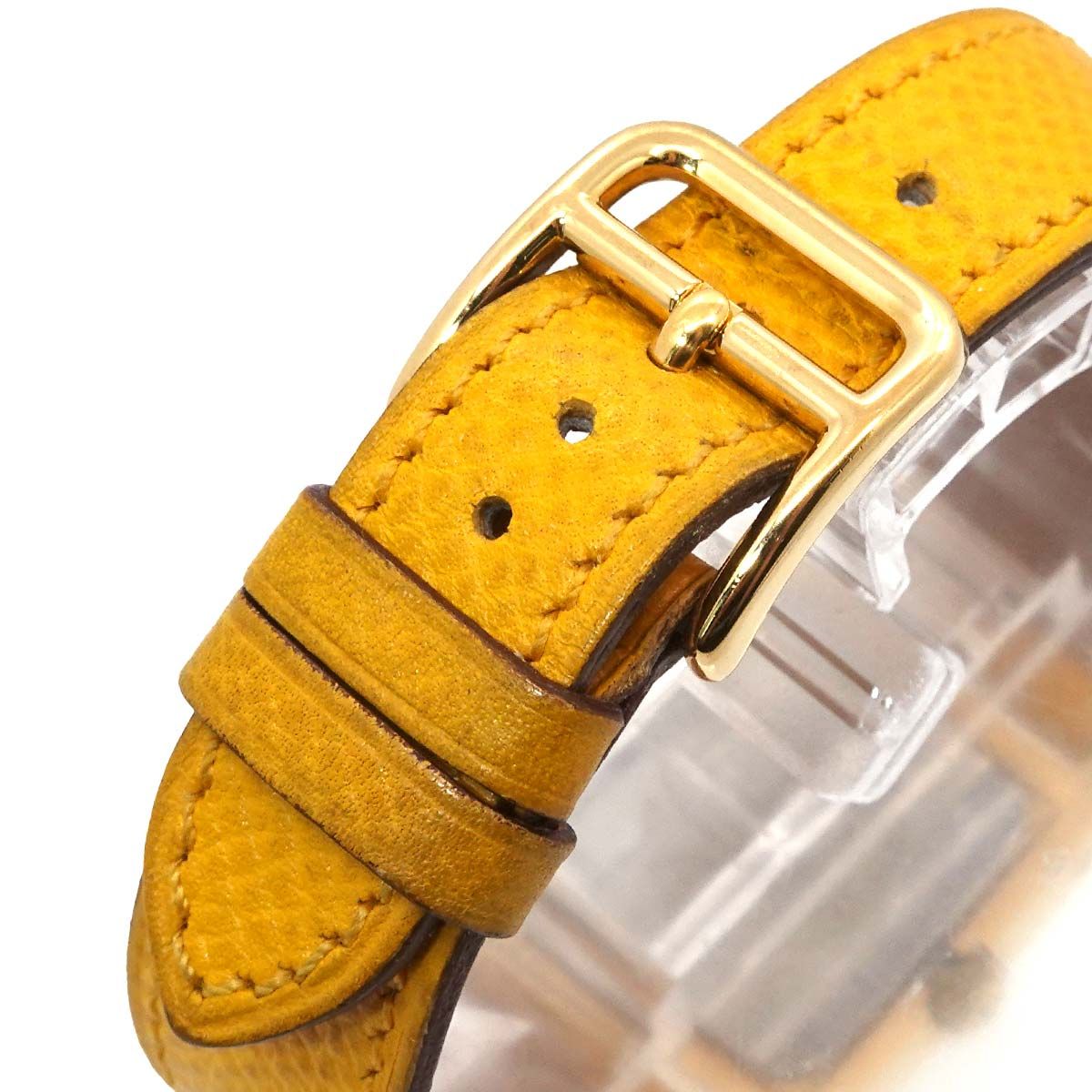 Hermes Medor Vintage Watch Pyramid Gold Studs White Yellow Quartz — view 8