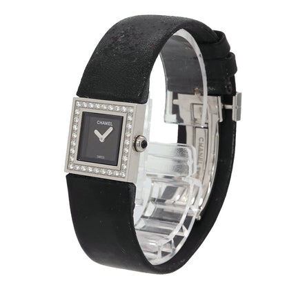 Chanel Quilted Vintage Watch Diamond Bezel Black Quartz — view 3
