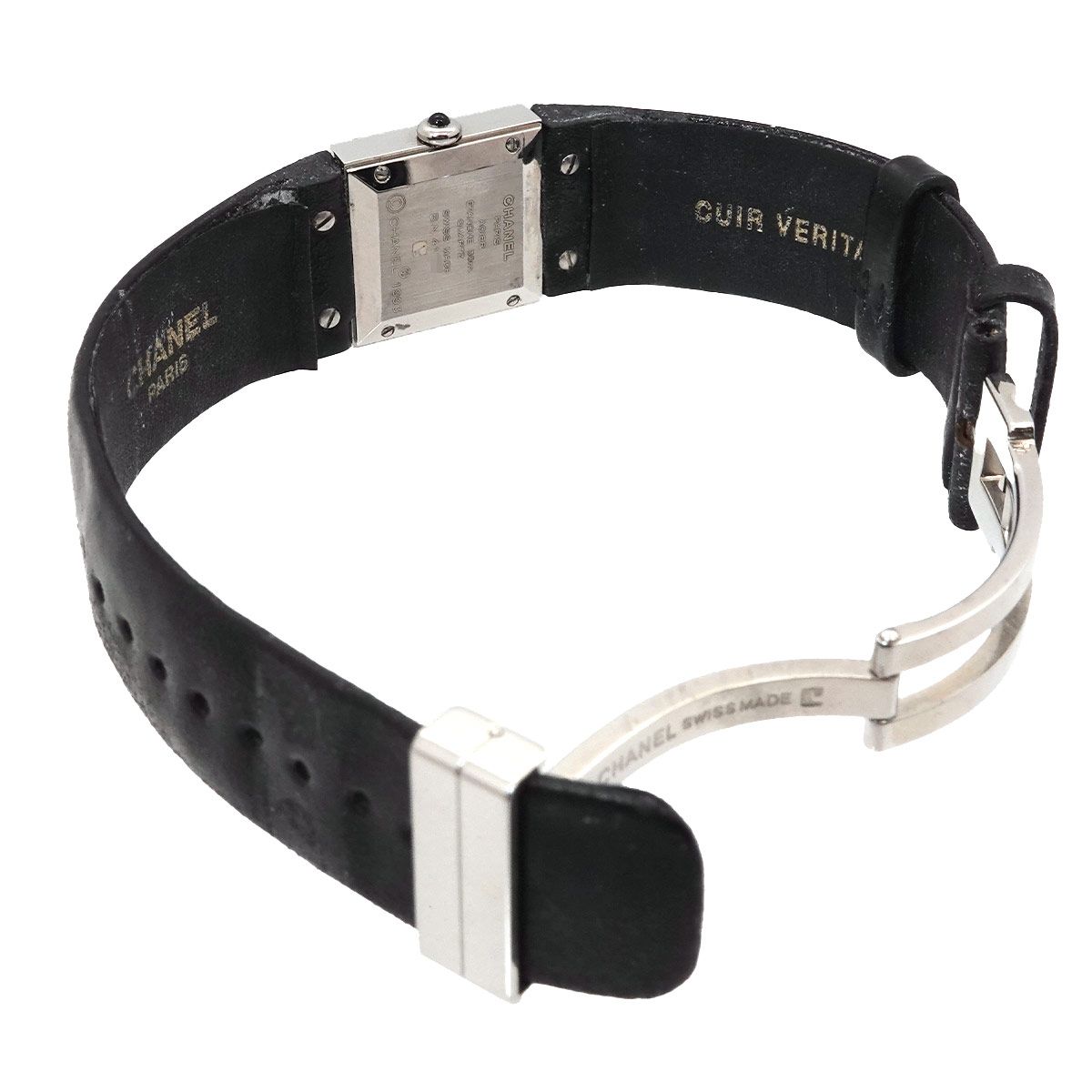 Chanel Quilted Vintage Watch Diamond Bezel Black Quartz — view 5