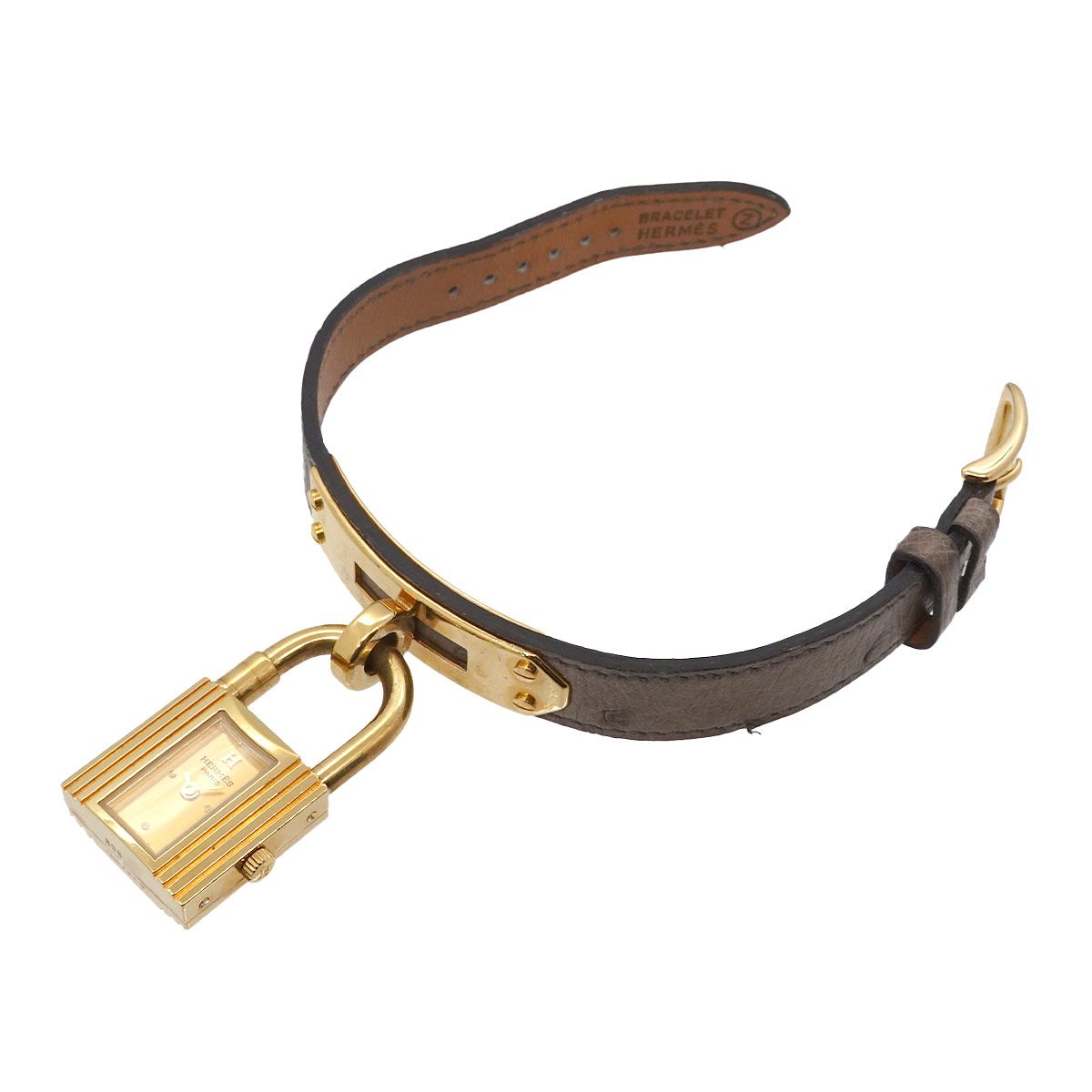 Hermes Kelly Watch Vintage Gold Brown Quartz — view 4