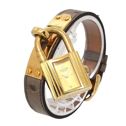 Hermes Kelly Watch Vintage Gold Brown Quartz — view 2