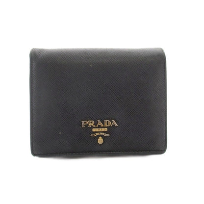 Prada Bifold Wallet with Coin Purse Leather Black