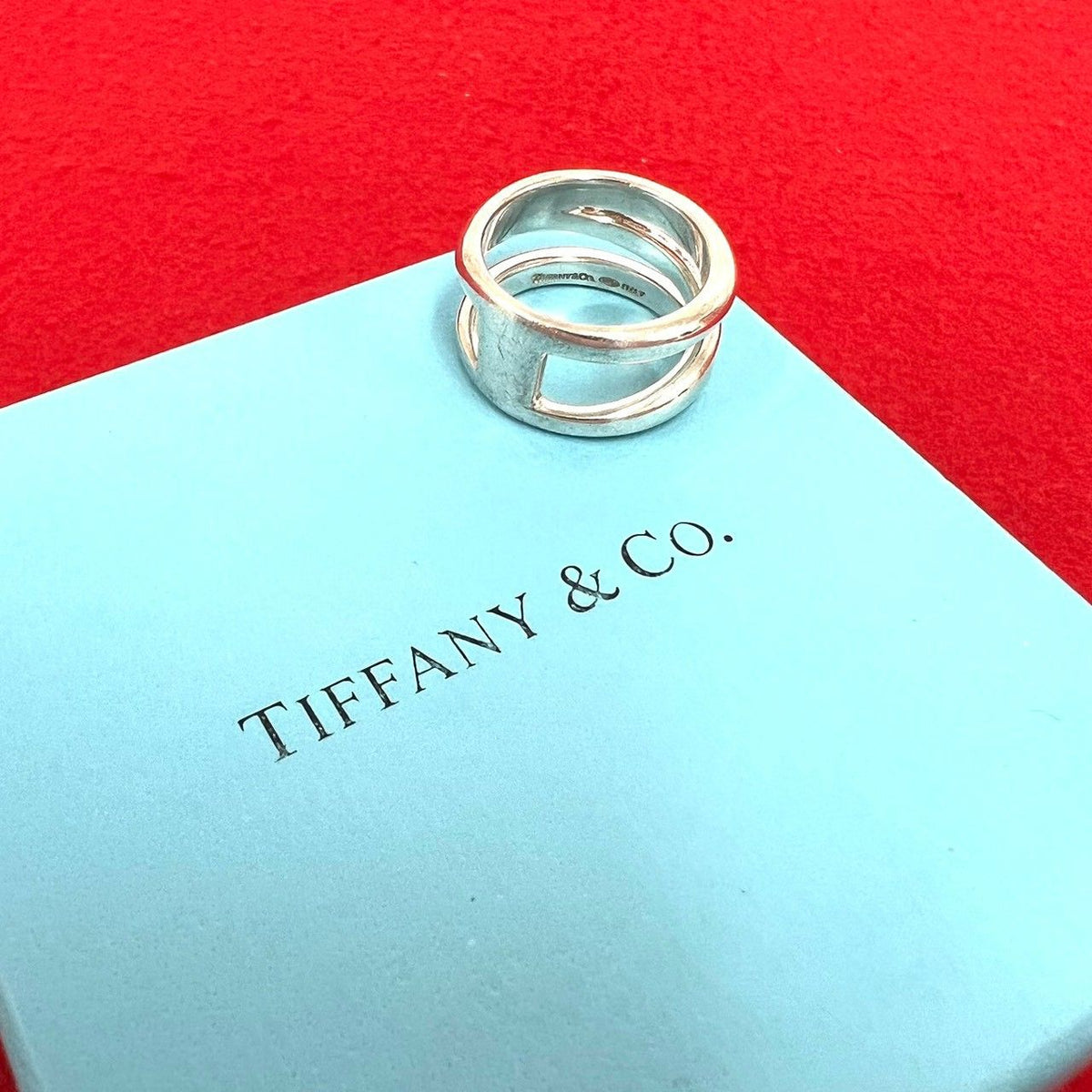Tiffany & Co Vintage Diagonal Ring 925 Sterling Silver