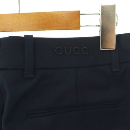 Gucci Logo Embroidery Center Crease Pants Straight Navy 38 — view 6