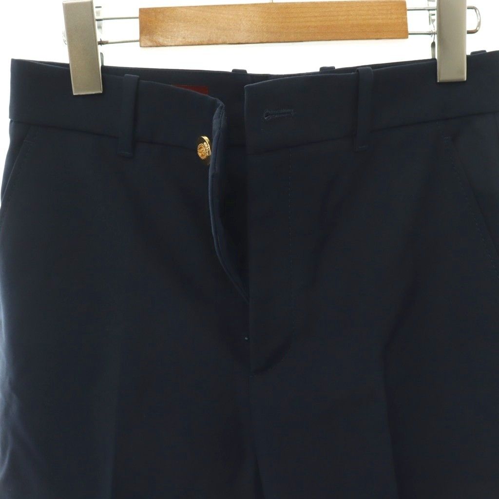 Gucci Logo Embroidery Center Crease Pants Straight Navy 38 — view 5