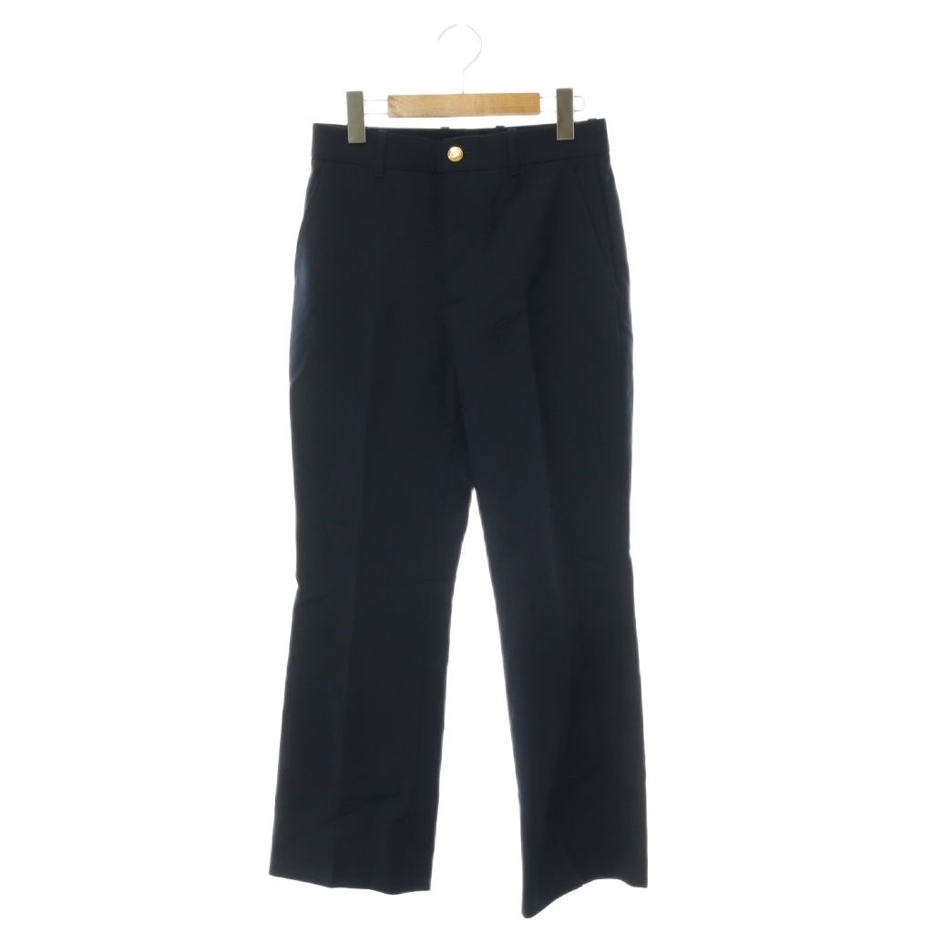Gucci Logo Embroidery Center Crease Pants Straight Navy 38