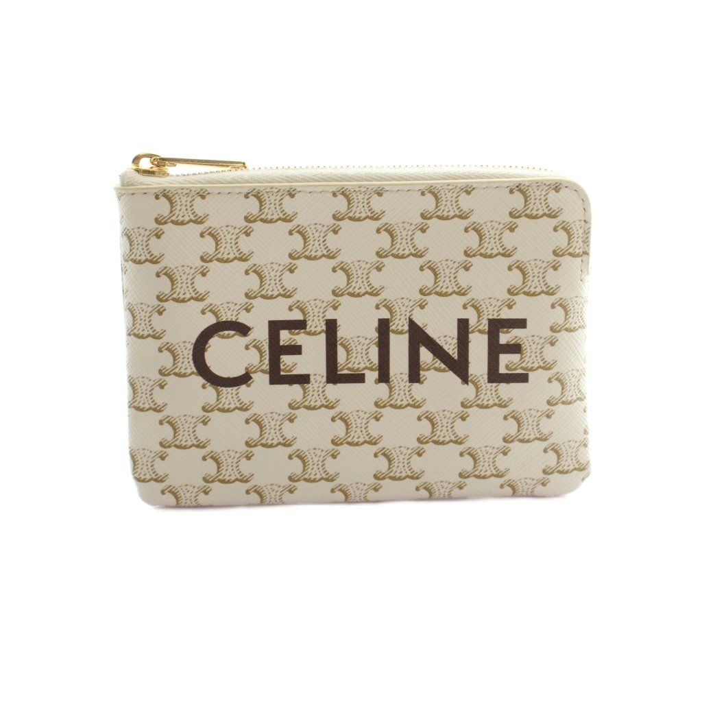 Celine Triomphe Coin Purse Ivory