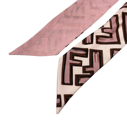 Fendi Twilly Pink Alphabet Logo All Over Print Scarf — view 4