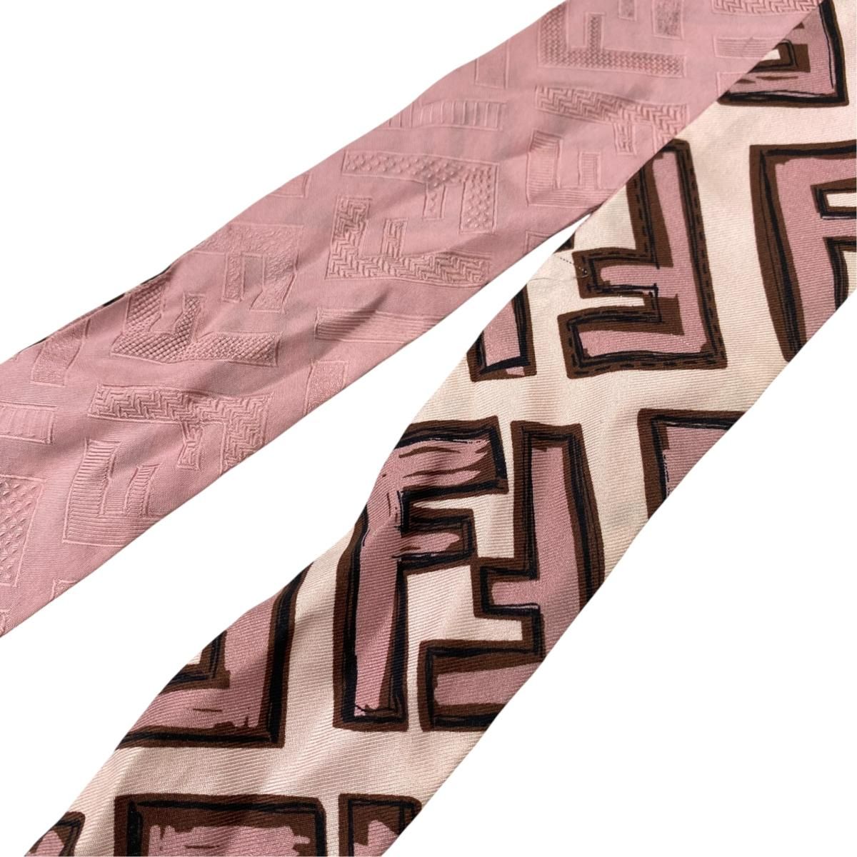 Fendi Twilly Pink Alphabet Logo All Over Print Scarf — view 3