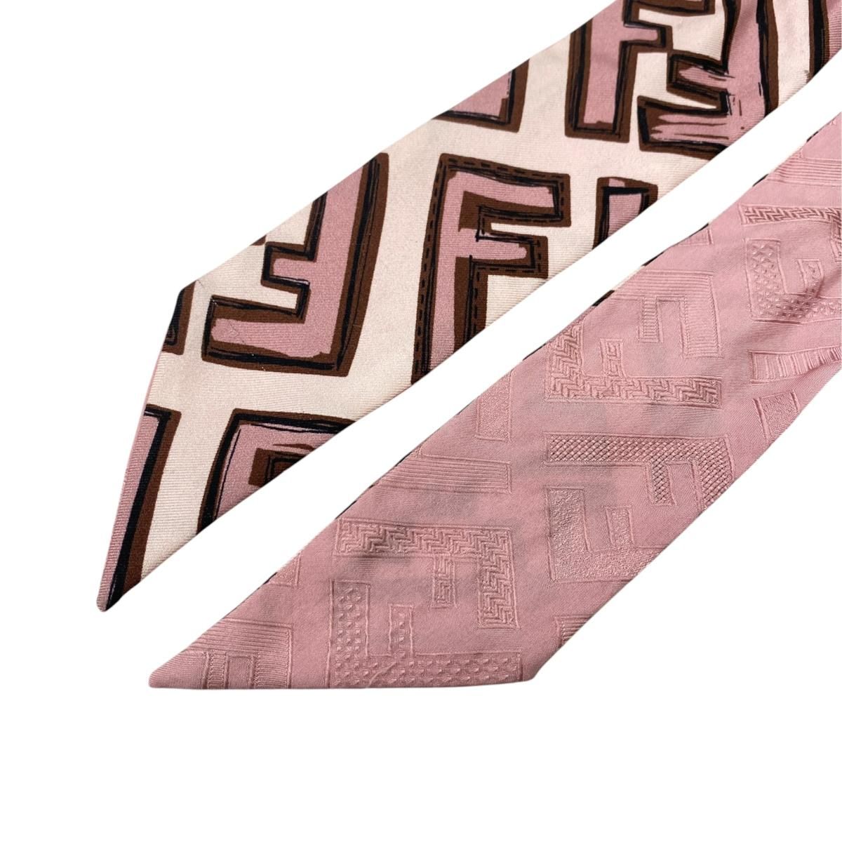 Fendi Twilly Pink Alphabet Logo All Over Print Scarf — view 5