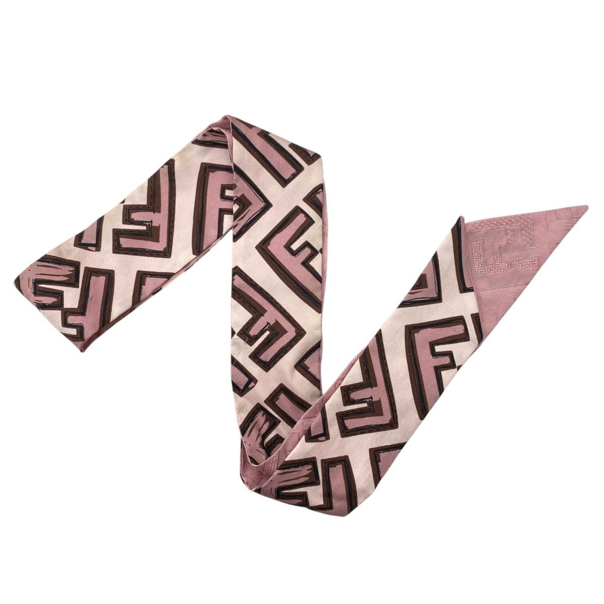 Fendi Twilly Pink Alphabet Logo All Over Print Scarf