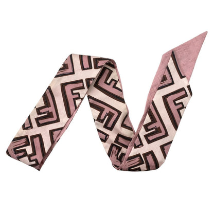 Fendi Twilly Pink Alphabet Logo All Over Print Scarf — view 2