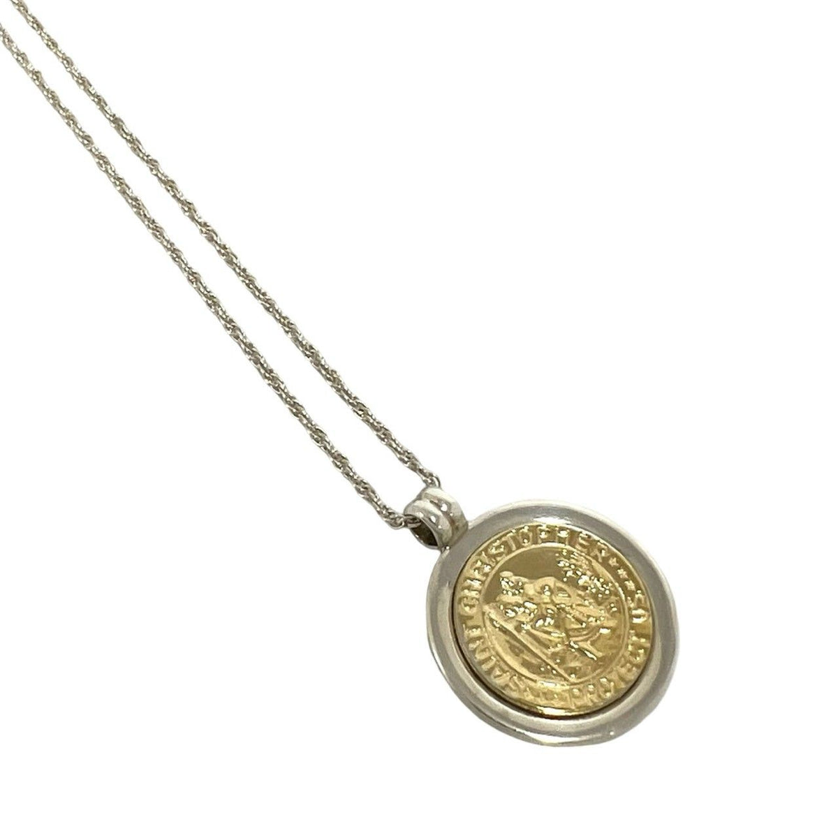 Tiffany & Co St Christopher Necklace Silver Yellow Gold — view 4