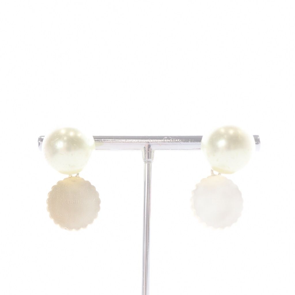 Dior Faux Pearl CD Logo Earrings Pink Gold — view 4