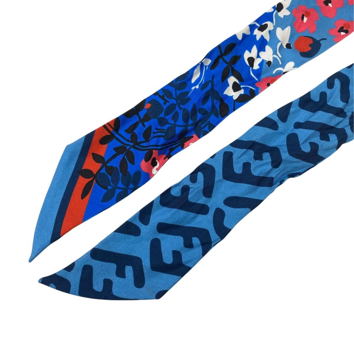 Fendi Twilly Leopard Print Blue All Over Scarf — view 5